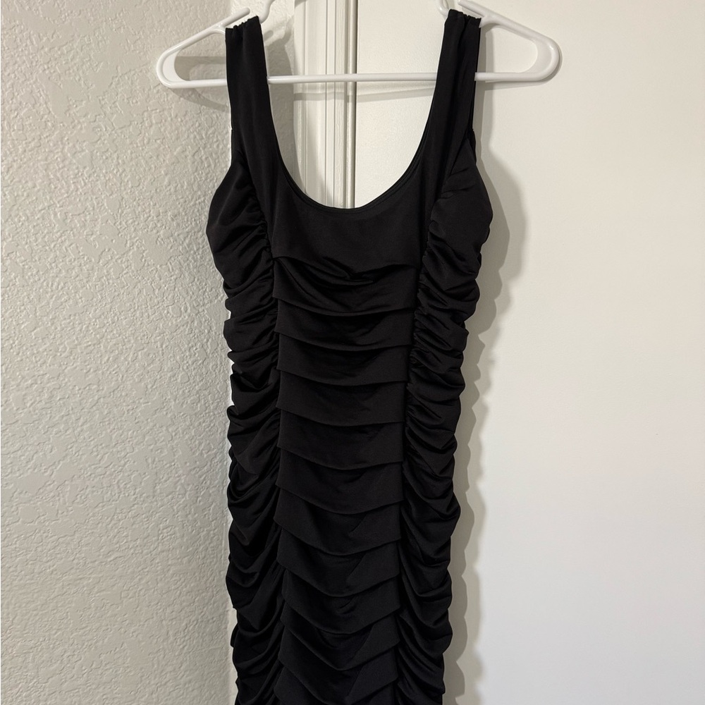 Elegant Black Ruched Dress